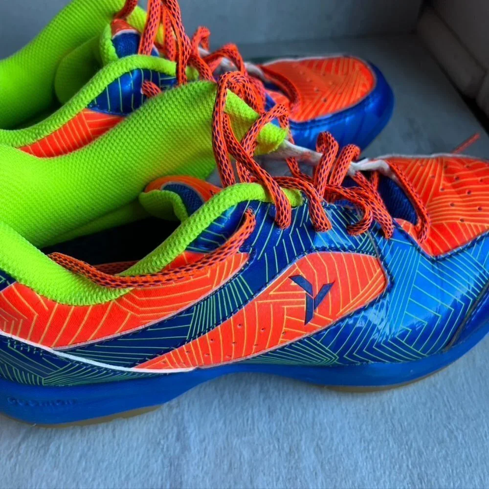 ** Young Neon Blue Orange Pickleball Volleyball Shoes Sneakers mens 6.5 Womens 8